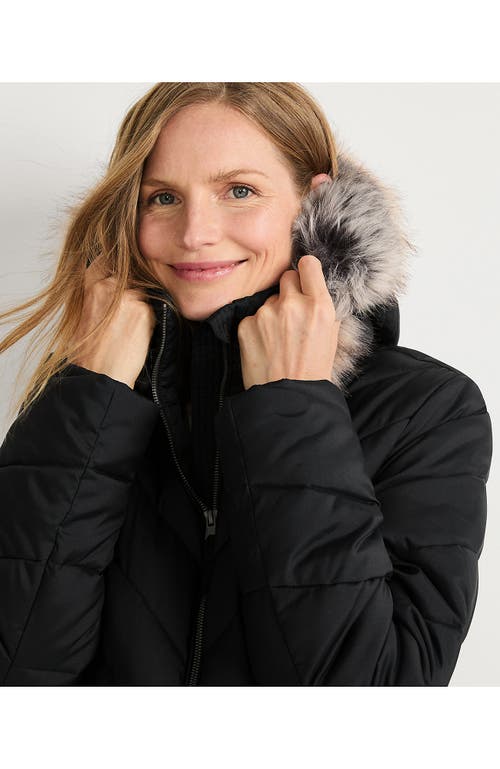 Lands' End Insulated Cozy Fleece Lined Primaloft Coat In Black