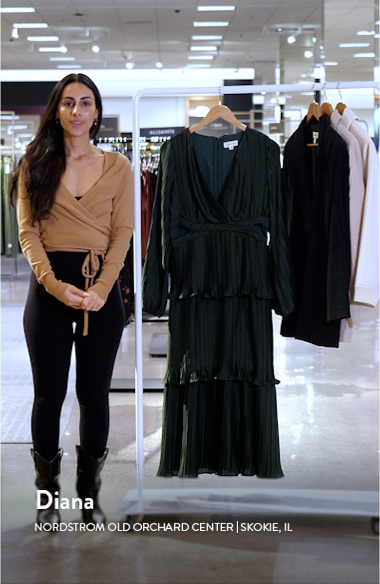 Pippa Side Cutout Long Sleeve Tiered Midi Dress, sales video thumbnail