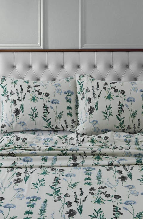 Floral Print Cotton Flannel Sheet Set