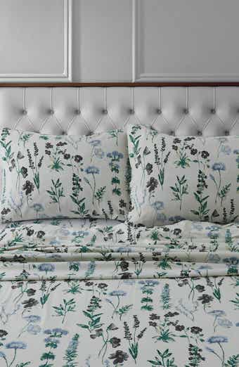 AZORES HOME Floral Print Cotton Flannel Sheet Set