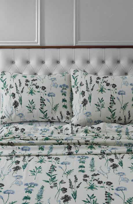 AZORES HOME Floral Print Cotton Flannel Sheet Set