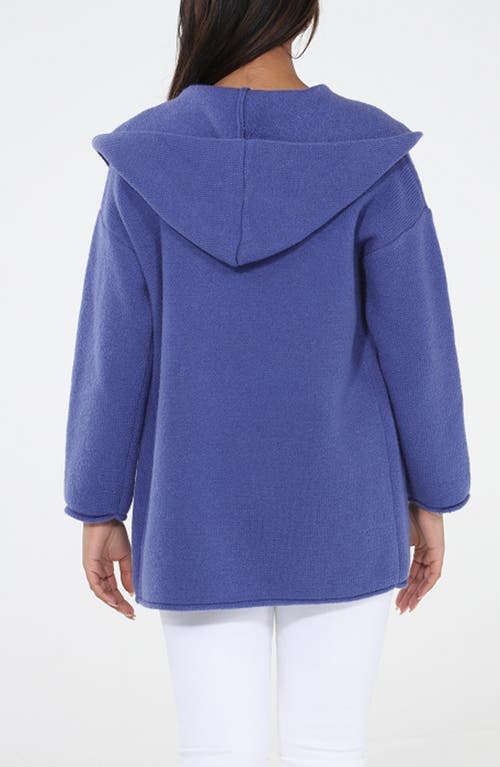 Rain And Rose Hooded Coatigan In Blue