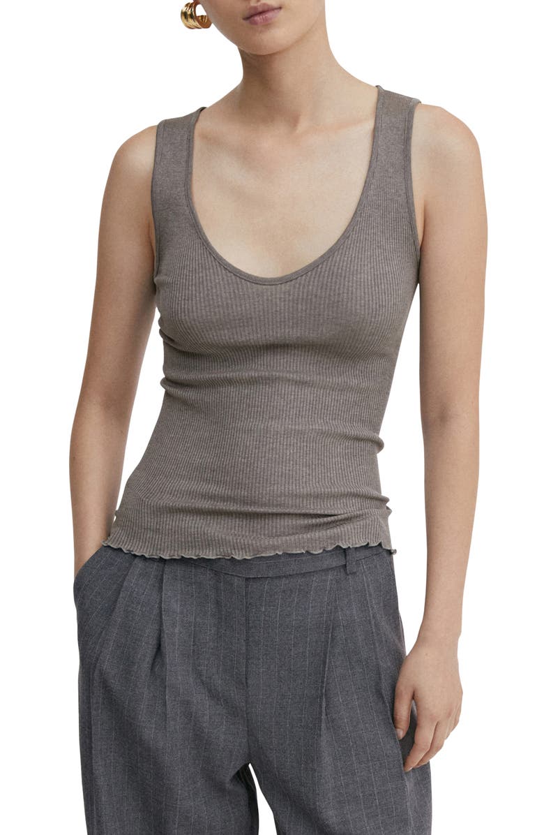 MANGO Blackberry Silk Rib Tank, Main, color,