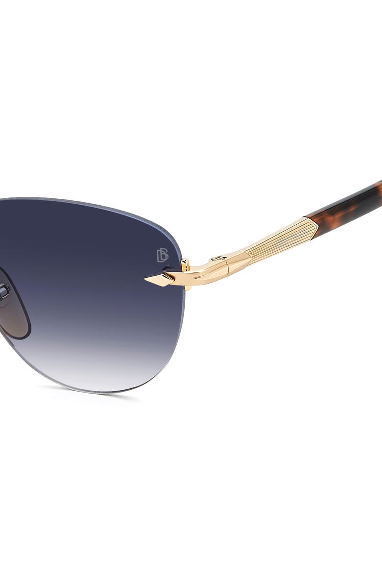 David Beckham Eyewear 51mm Rimless Square Sunglasses, Alternate, color, Gold Brown Havana/ Dk Blue Sf