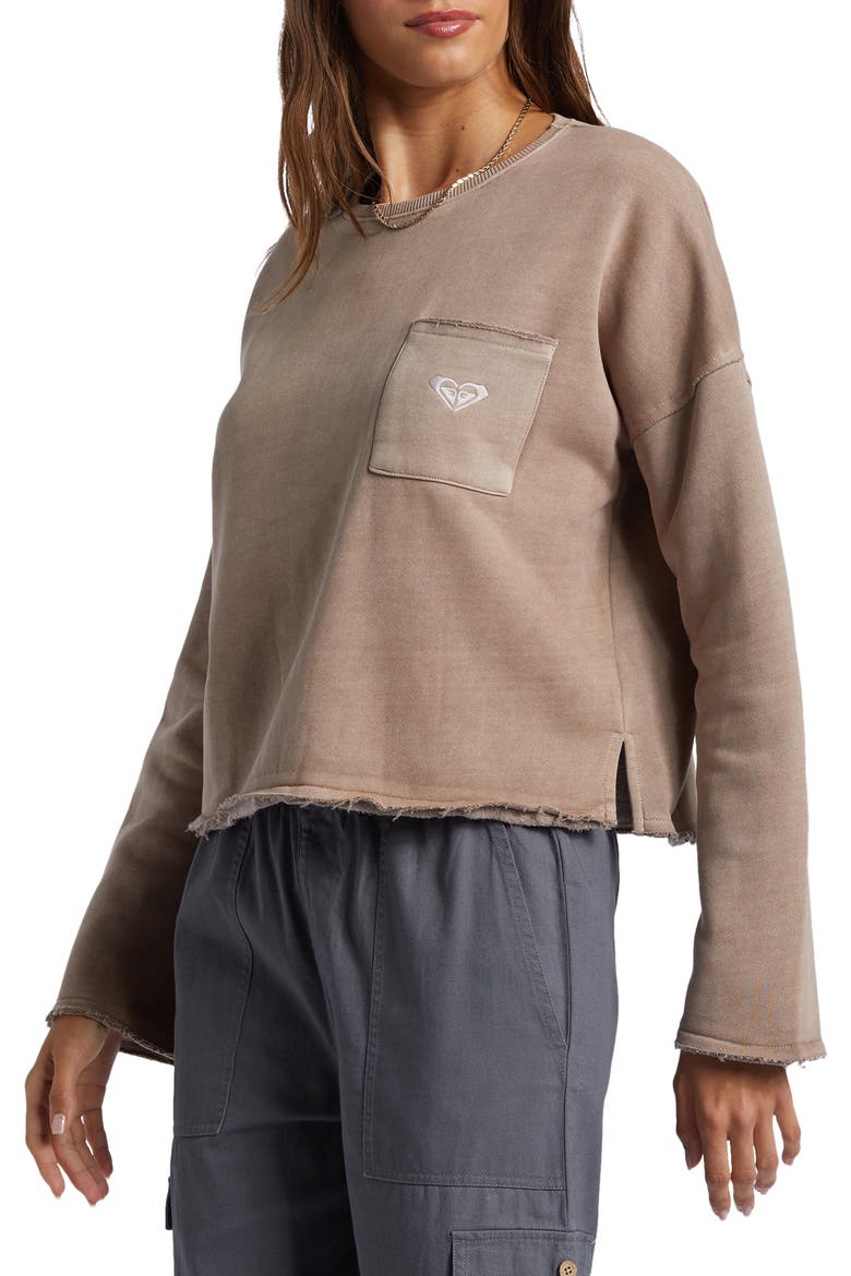 Doheny Crop Sweatshirt, Alternate, color, ROOT BEER