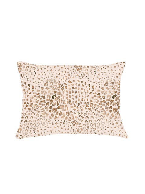 Brown Cheetah Velvet Pillow with Down Alternative Insert