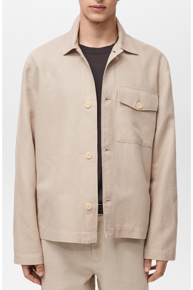Straight Fit Linen & Cotton Overshirt, Main, color, SAND