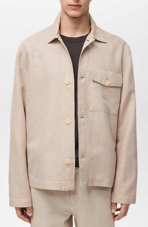 Straight Fit Linen & Cotton Overshirt
