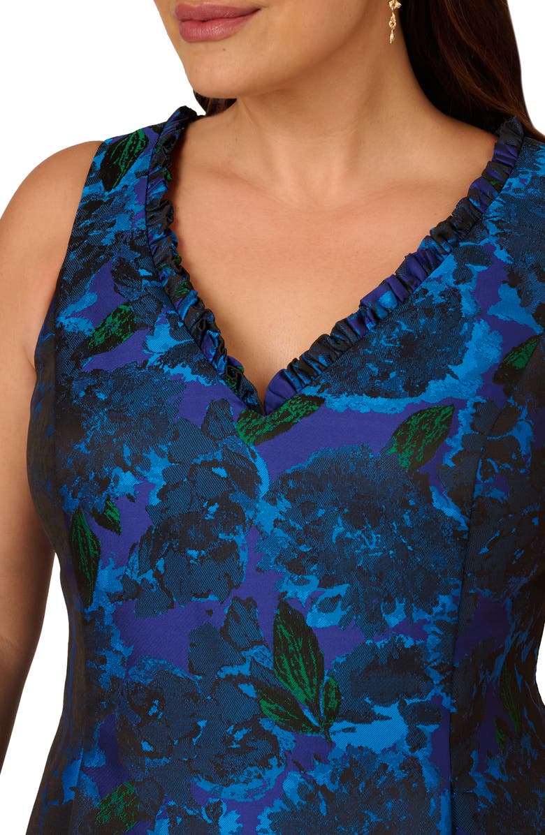 Adrianna Papell Ruffle Sleeveless Jacquard Dress, Alternate, color, 