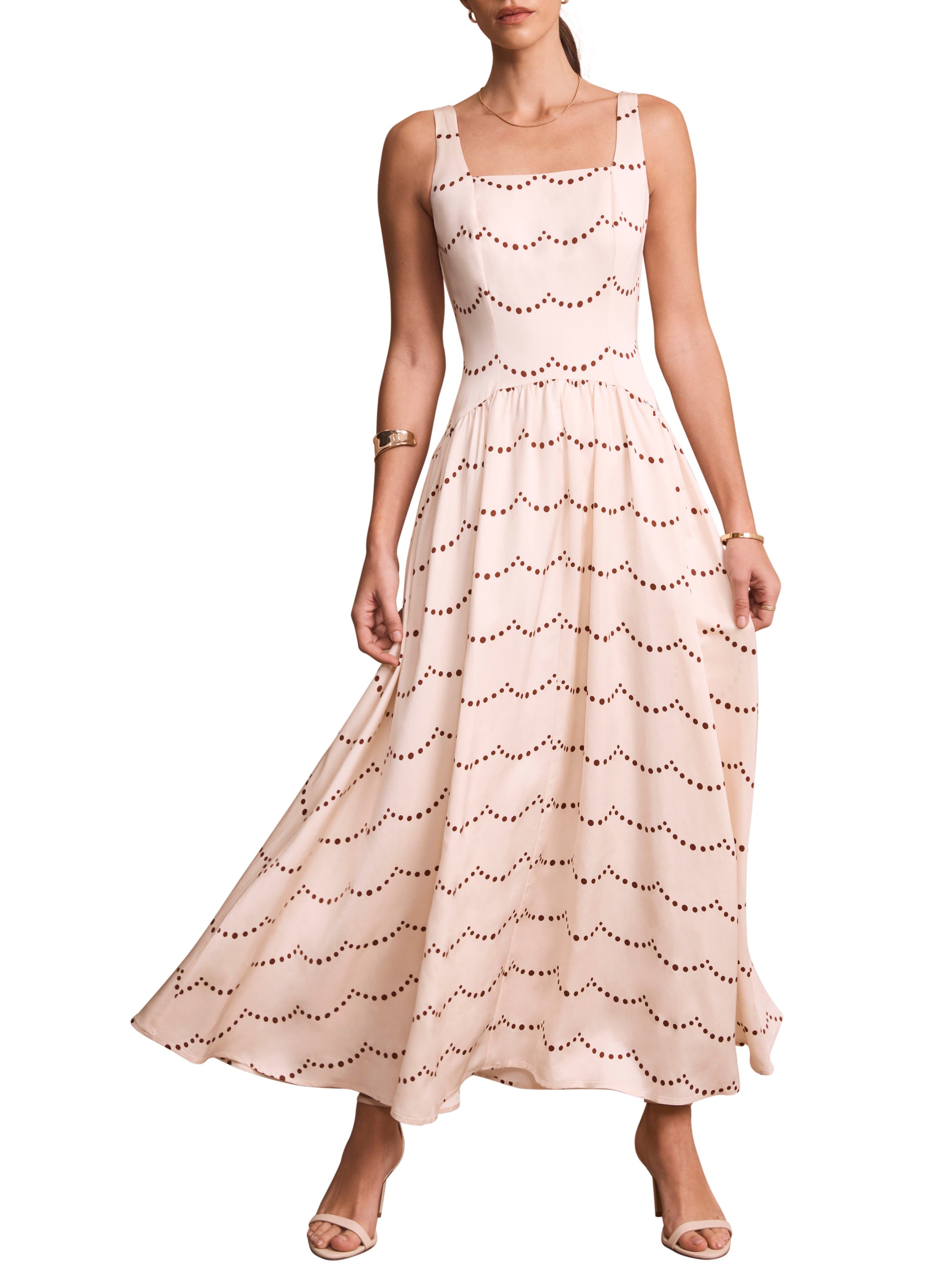 Spot Print Midi Dress With Thin Straps - image 2