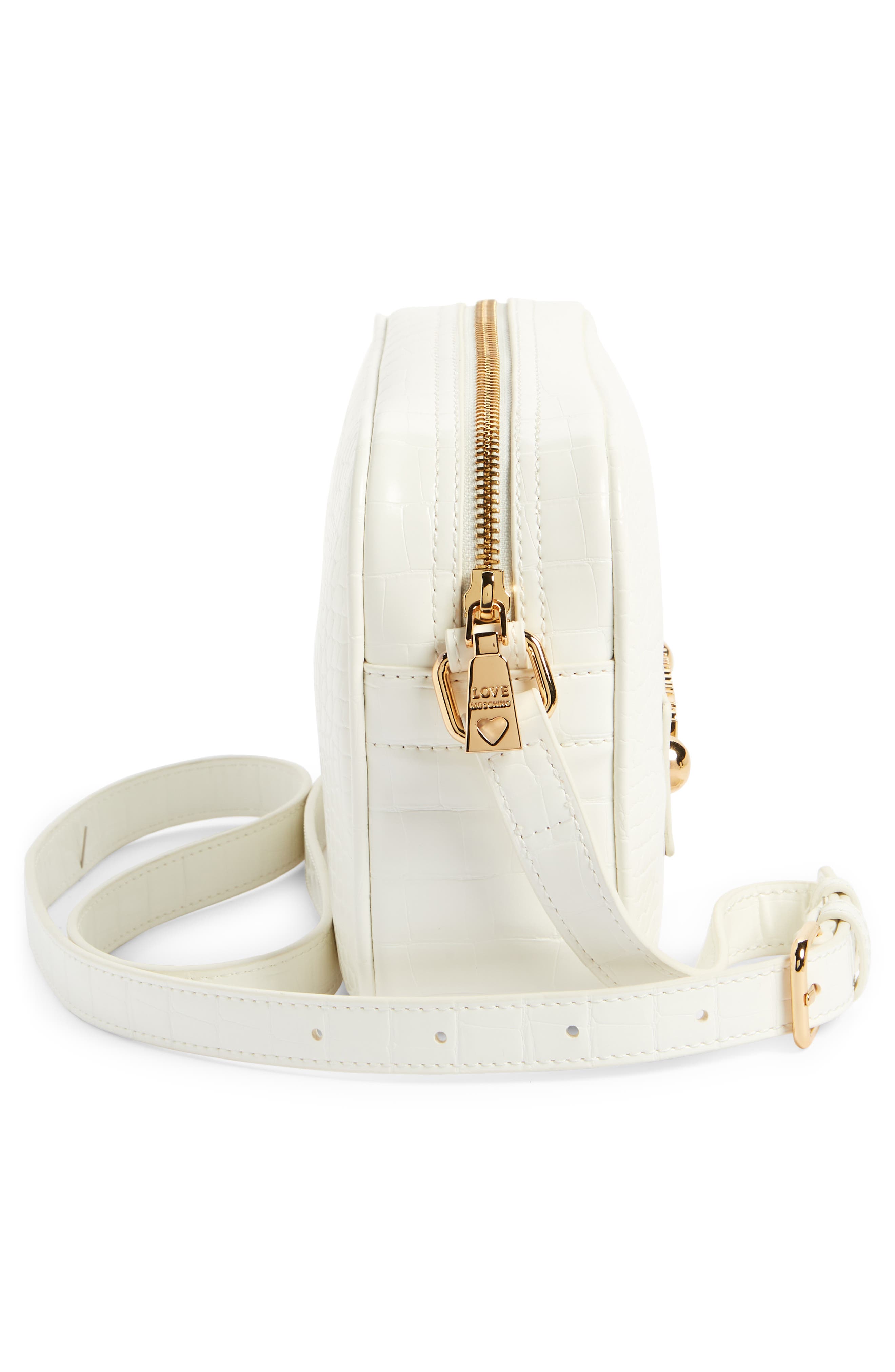Love Moschino Croc Embossed Faux Leather Crossbody Bag, Alternate, color, 