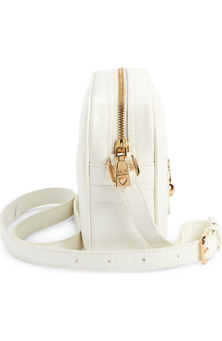 Love Moschino Croc Embossed Faux Leather Crossbody Bag, Alternate, color,