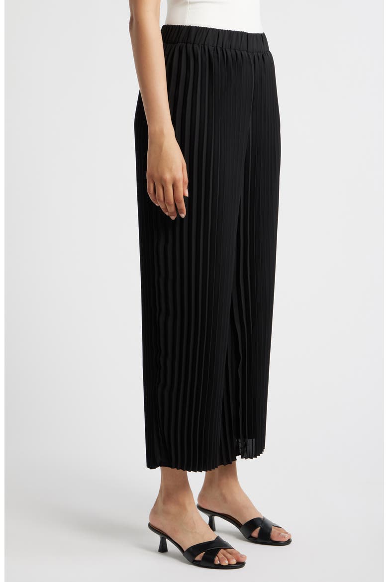 Pleated Pull-On Ankle Pants, Alternate, color, ANNE BLACK