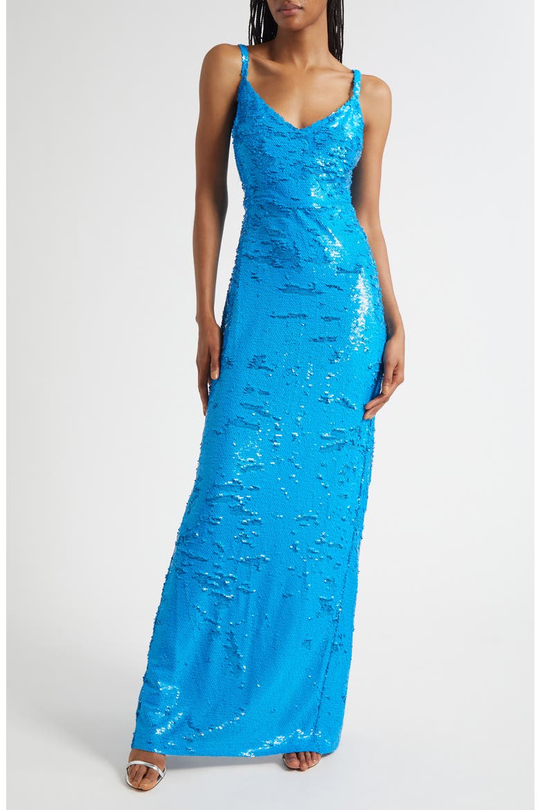 Karma Sequin Column Dress, Main, color, DRESDEN BLUE SEQUIN