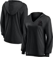 FANATICS Women's Fanatics Cleveland Browns Blackout Slub Hoodie V-Neck Long Sleeve T-Shirt