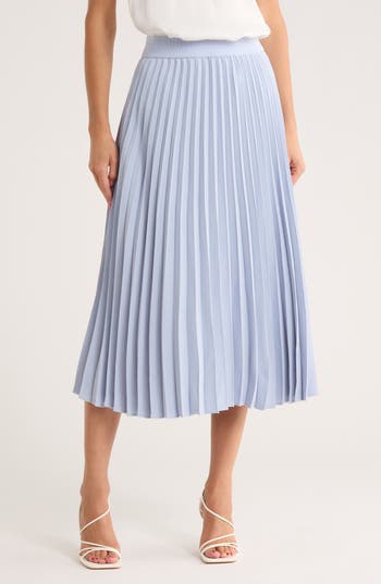 Nordstrom Pleated Midi Skirt In Blue