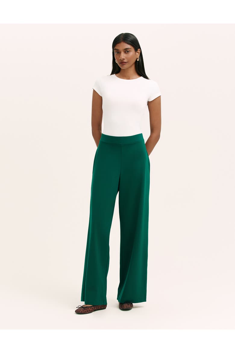 Kenzie Regular Ponte Jersey Wide Trouser, Alternate, color, Bottle Green