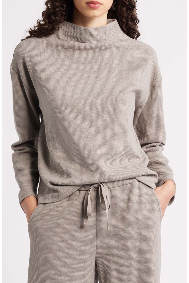 Funnel Neck Boxy Organic Cotton Blend Top, Main, color, REED