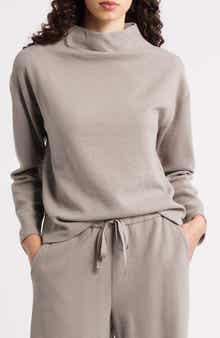 Eileen Fisher Funnel Neck Boxy Organic Cotton Blend Top