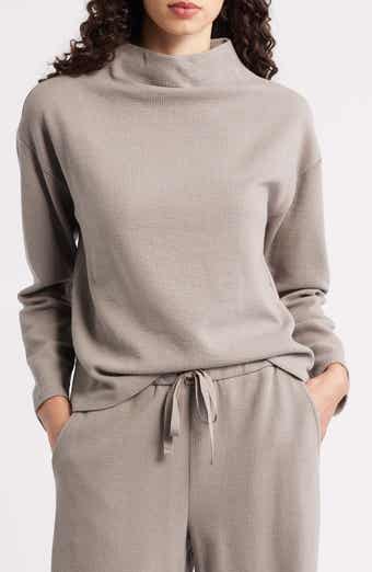 Funnel Neck Boxy Organic Cotton Blend Top