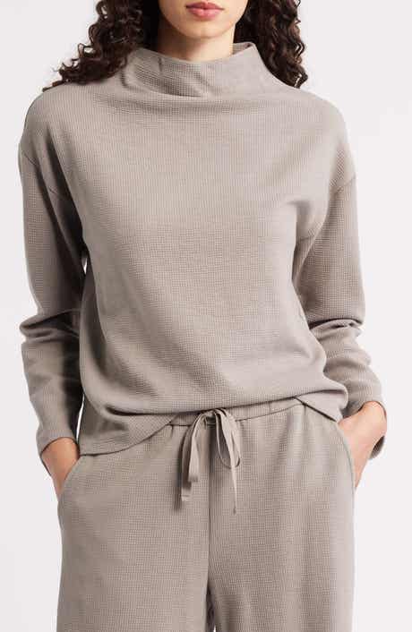 Eileen Fisher Funnel Neck Boxy Organic Cotton Blend Top
