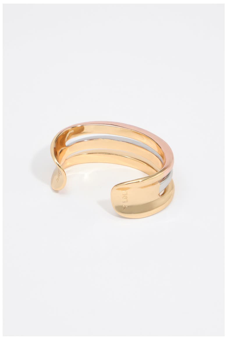 Triple Band Rigid Metal Bracelet, Alternate, color, ROSE GOLD