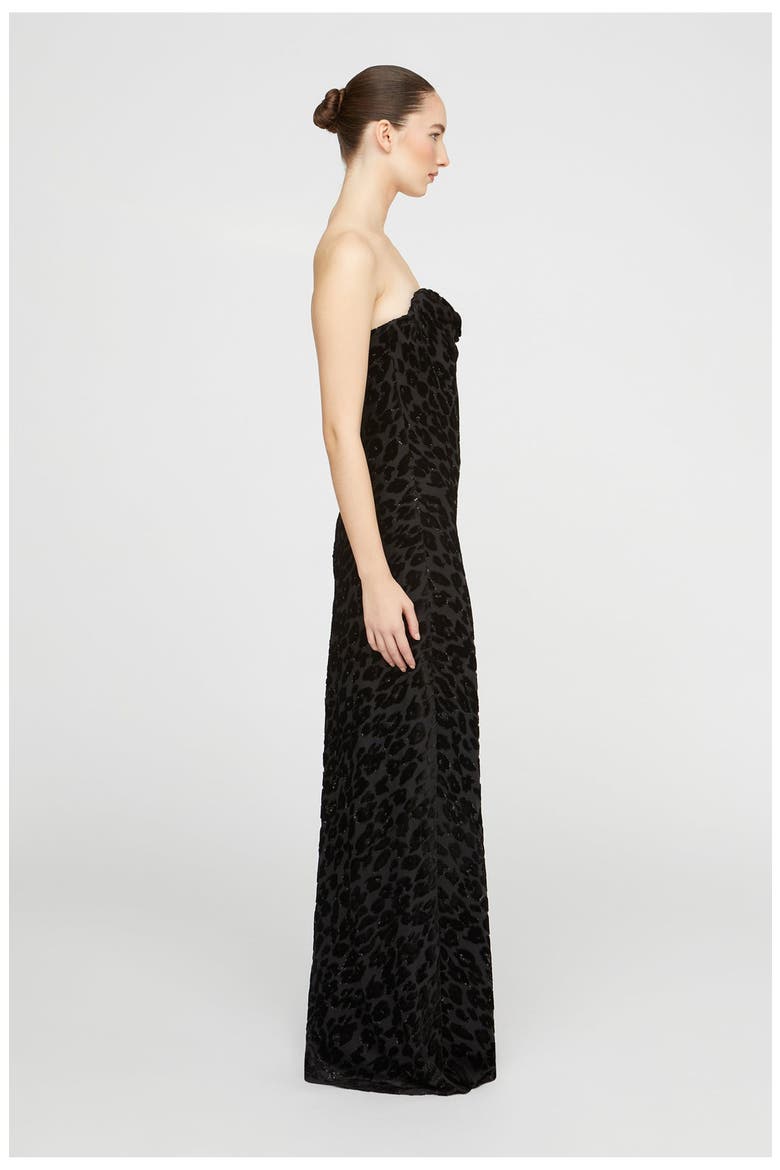 Rosalie Chiffon Devoré Gown, Alternate, color, Black