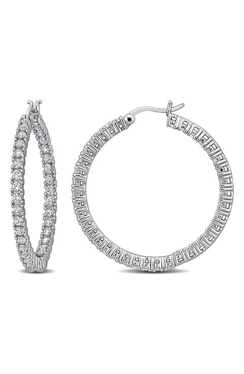 Lab-Created White Sapphire Hoop Earrings