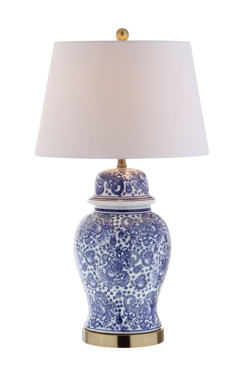 Ellis 29.5" Ceramic LED Table Lamp, Blue/White