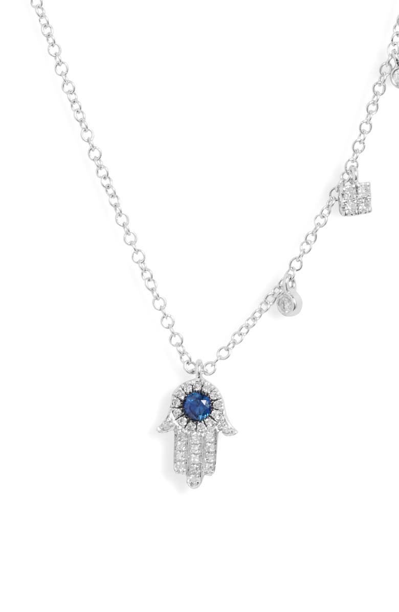 Meira T Diamond Hamsa Pendant Necklace, Main, color, 