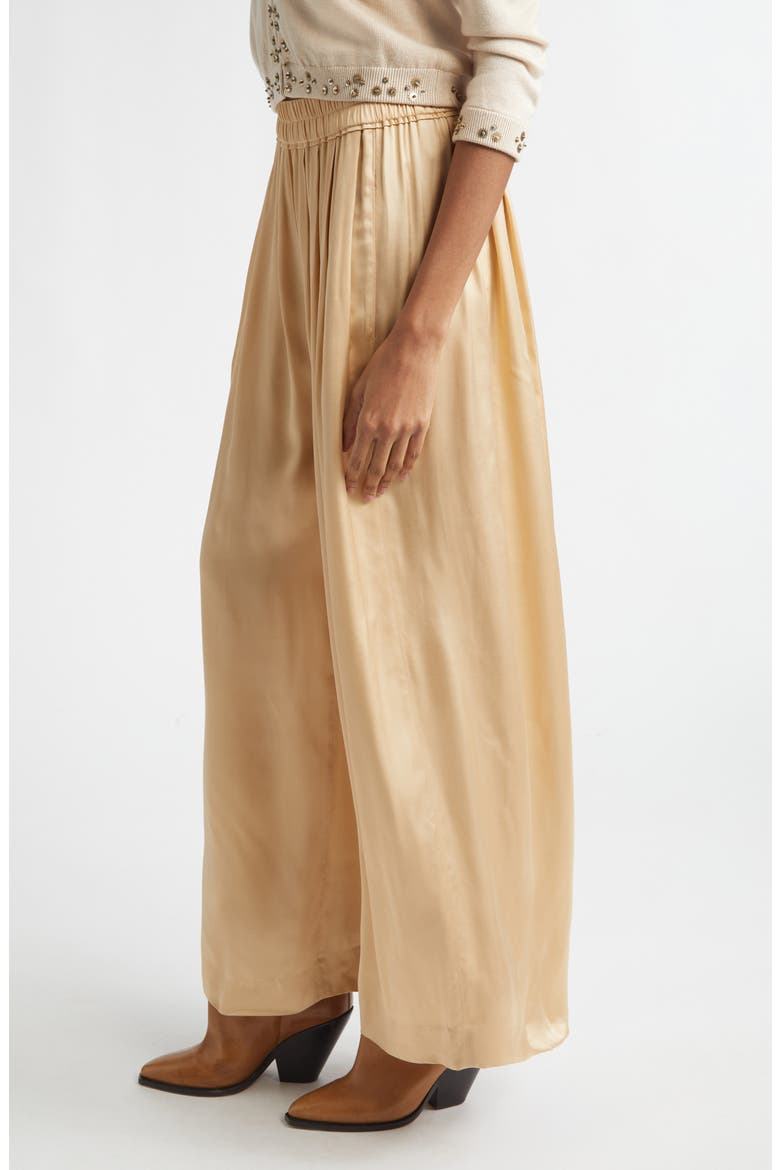 Nolia Gathered Satin Wide Leg Pants, Alternate, color, BEIGE
