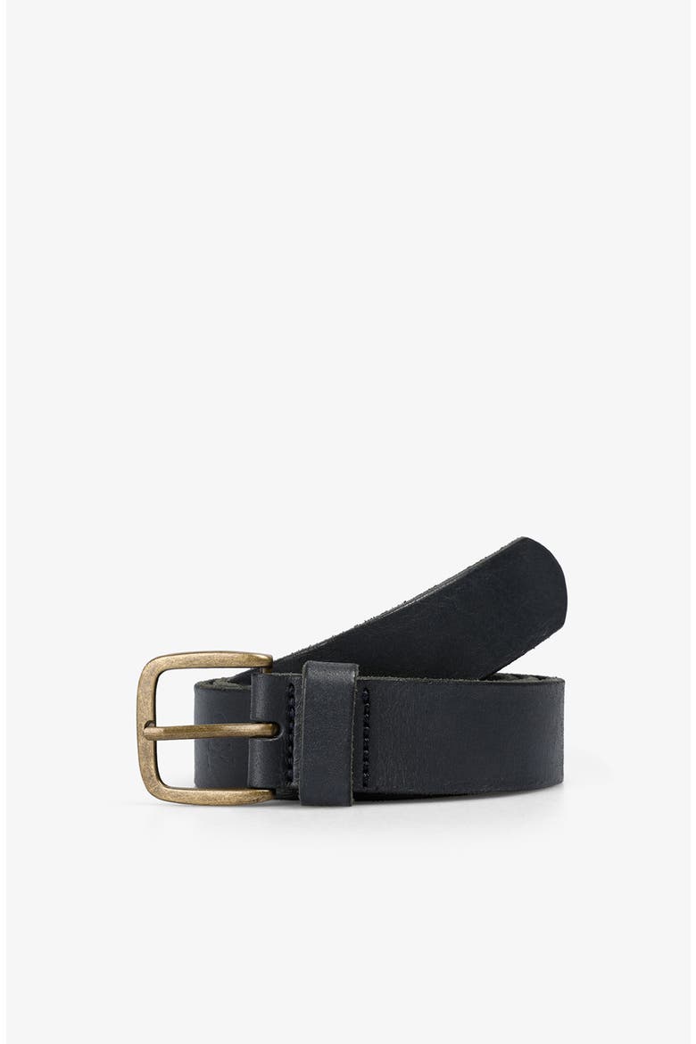 Skull Leather Belt, Main, color, Navy