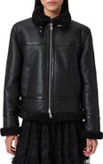 AllSaints Lorel Leather & Genuine Shearling Flying Jacket