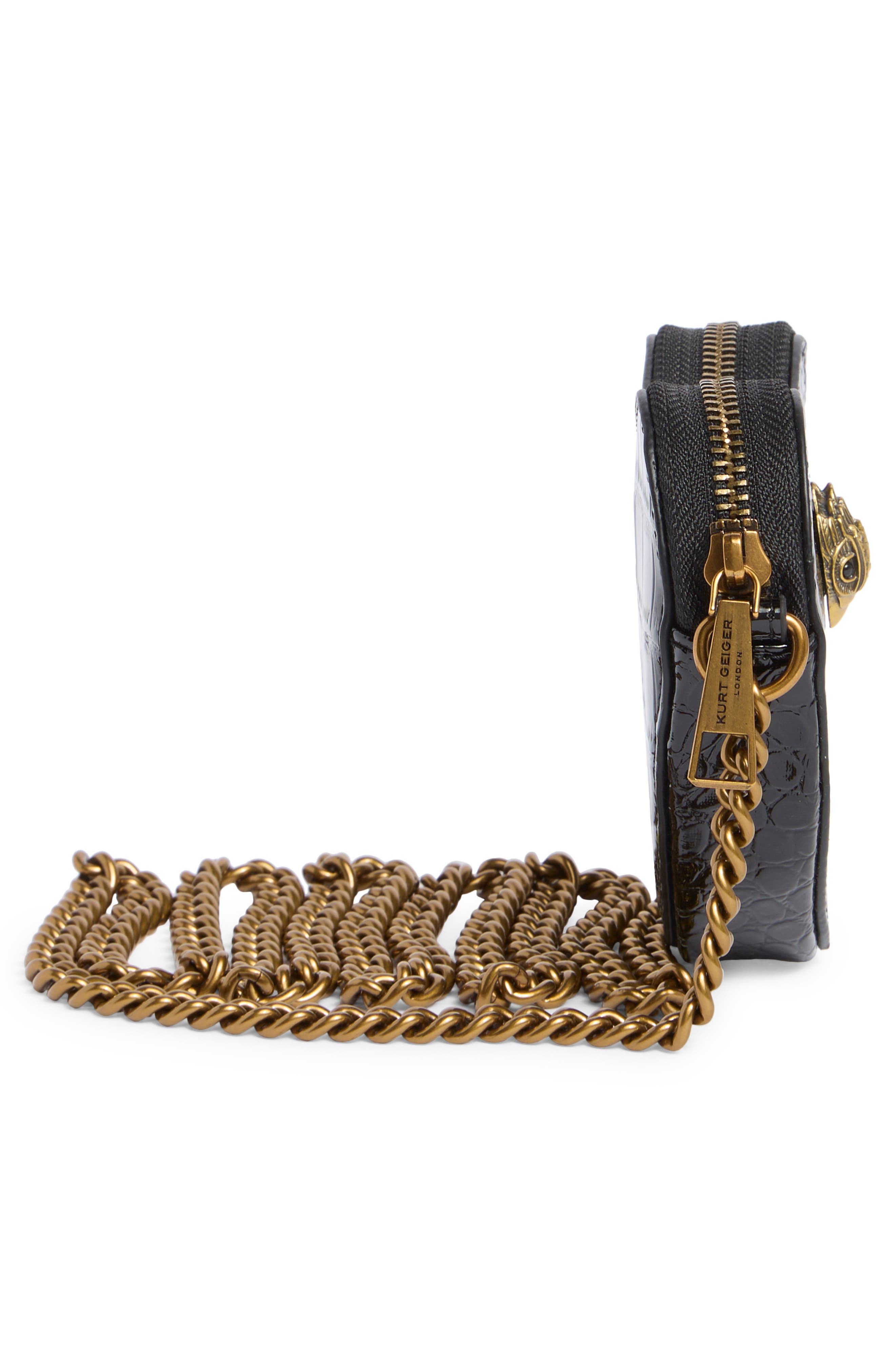 Kurt Geiger London Micro Heart Leather Crossbody Bag, Alternate, color, 