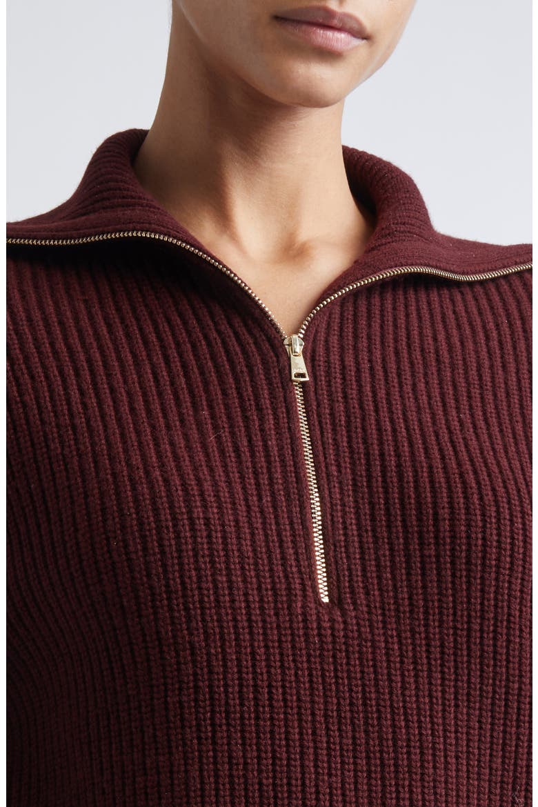 Nadar Crop Merino Wool & Cashmere Funnel Neck Sweater, Alternate, color, CHERRY