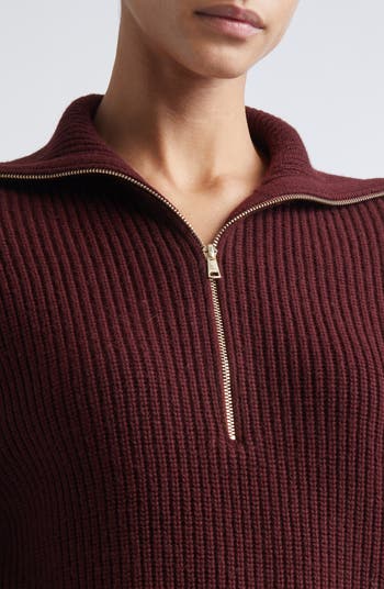 Nadar Crop Merino Wool & Cashmere Funnel Neck Sweater