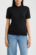 CITY BLUES Short Sleeve Mock Neck Top