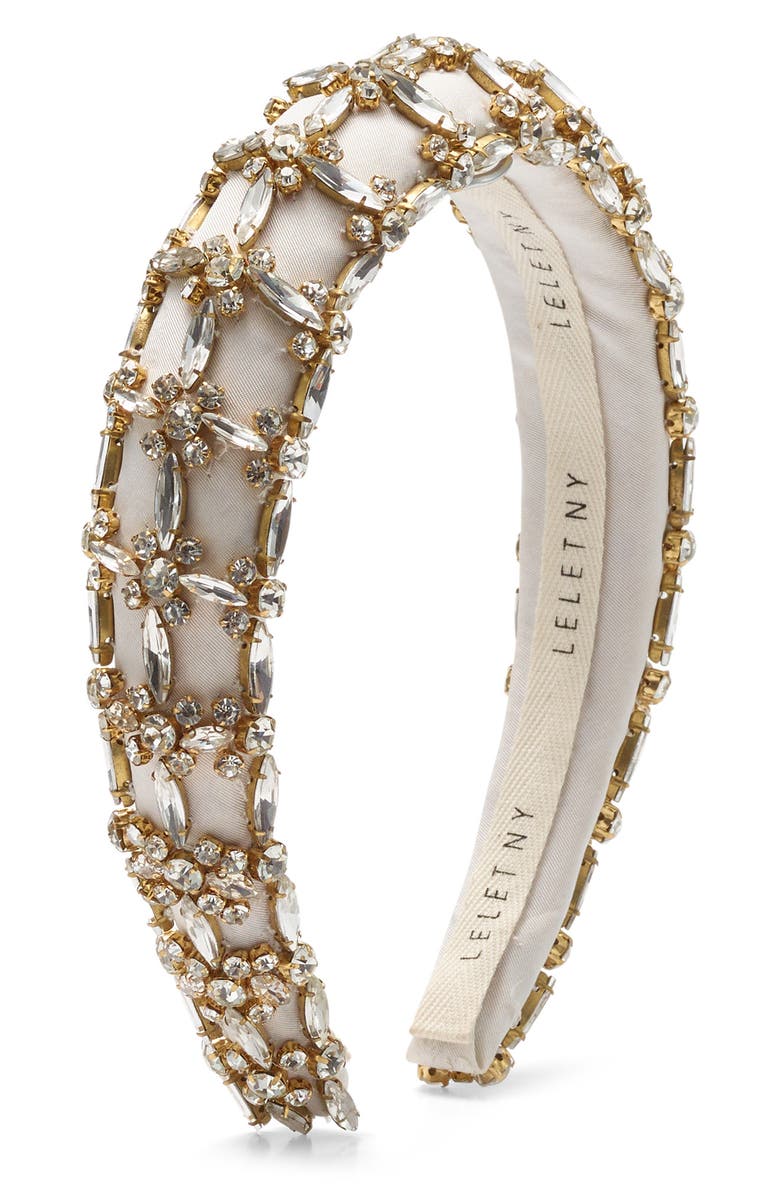 LELET NY Avril Crystal Padded Silk Headband, Main, color, 