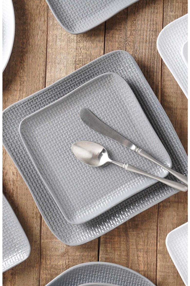 Olivia Stoneware 4-Piece Salad Plate Set, Alternate, color, Gray