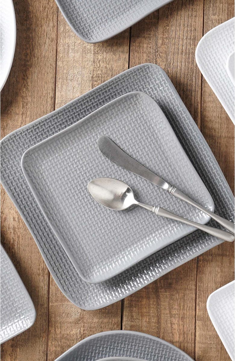 Stone Lain Olivia Stoneware 4-Piece Salad Plate Set, Alternate, color, Gray