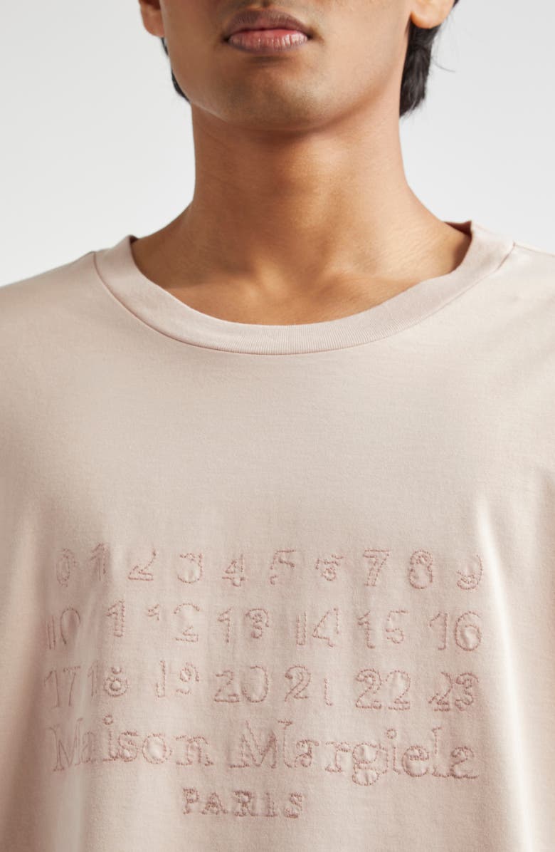 Maison Margiela Number Logo Embroidered Cotton T-Shirt, Alternate, color, Buff