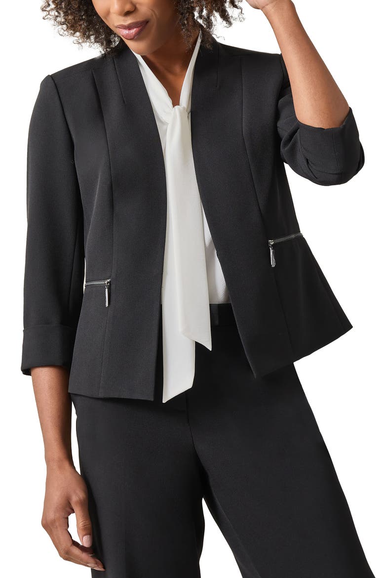 Stretch Crepe Jacket, Main, color, BLACK