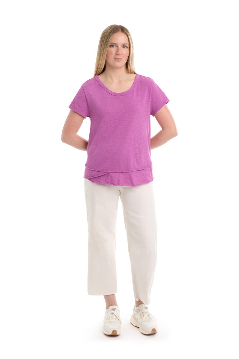 Short Sleeve Mock Layer Tee, Alternate, color, Deep Orchid