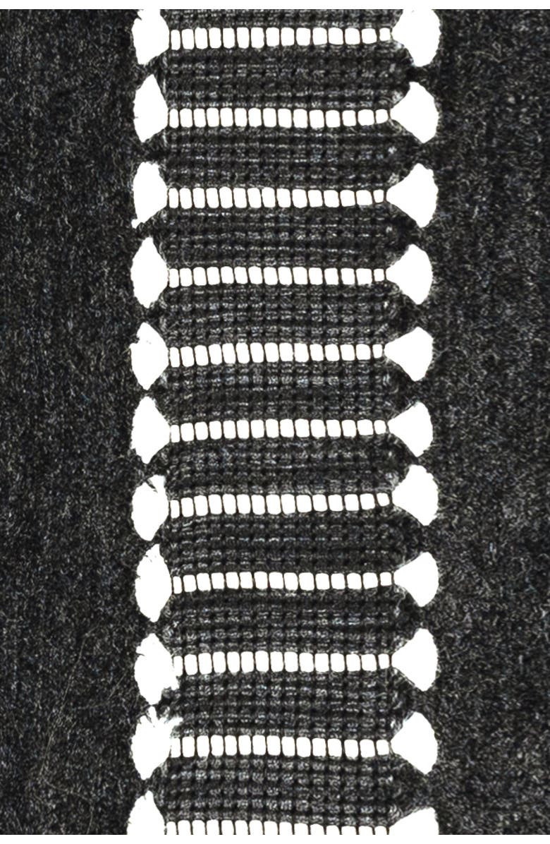 Elaine Smith Luxe Velour chenille with decorative tape Indoor & Outdoor Woven Accent Pillow, Alternate, color, Charcoal