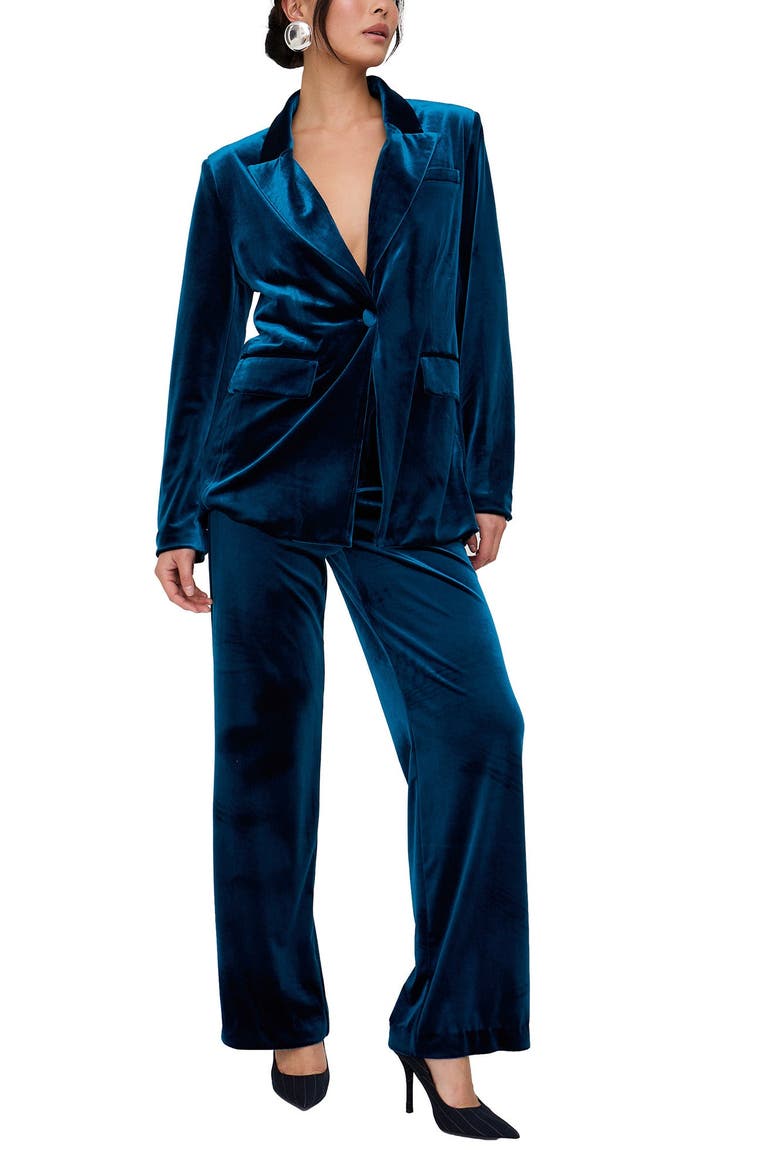 Valerie Straight Leg Velvet Trouser, Alternate, color, Medium Blue