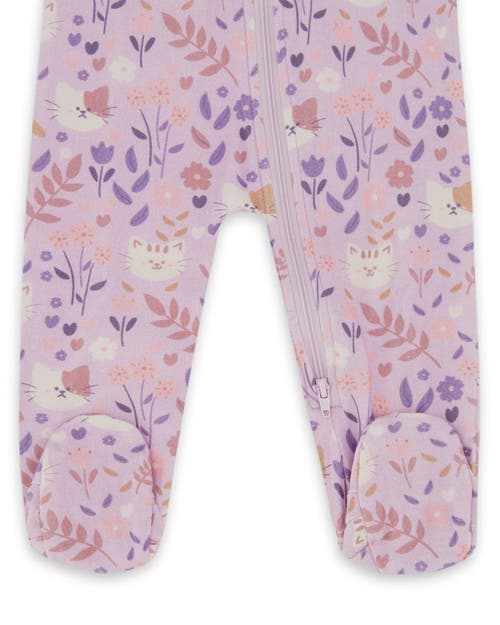 Deux Par Deux One-piece Organic Cotton Pajama Cat In Multi