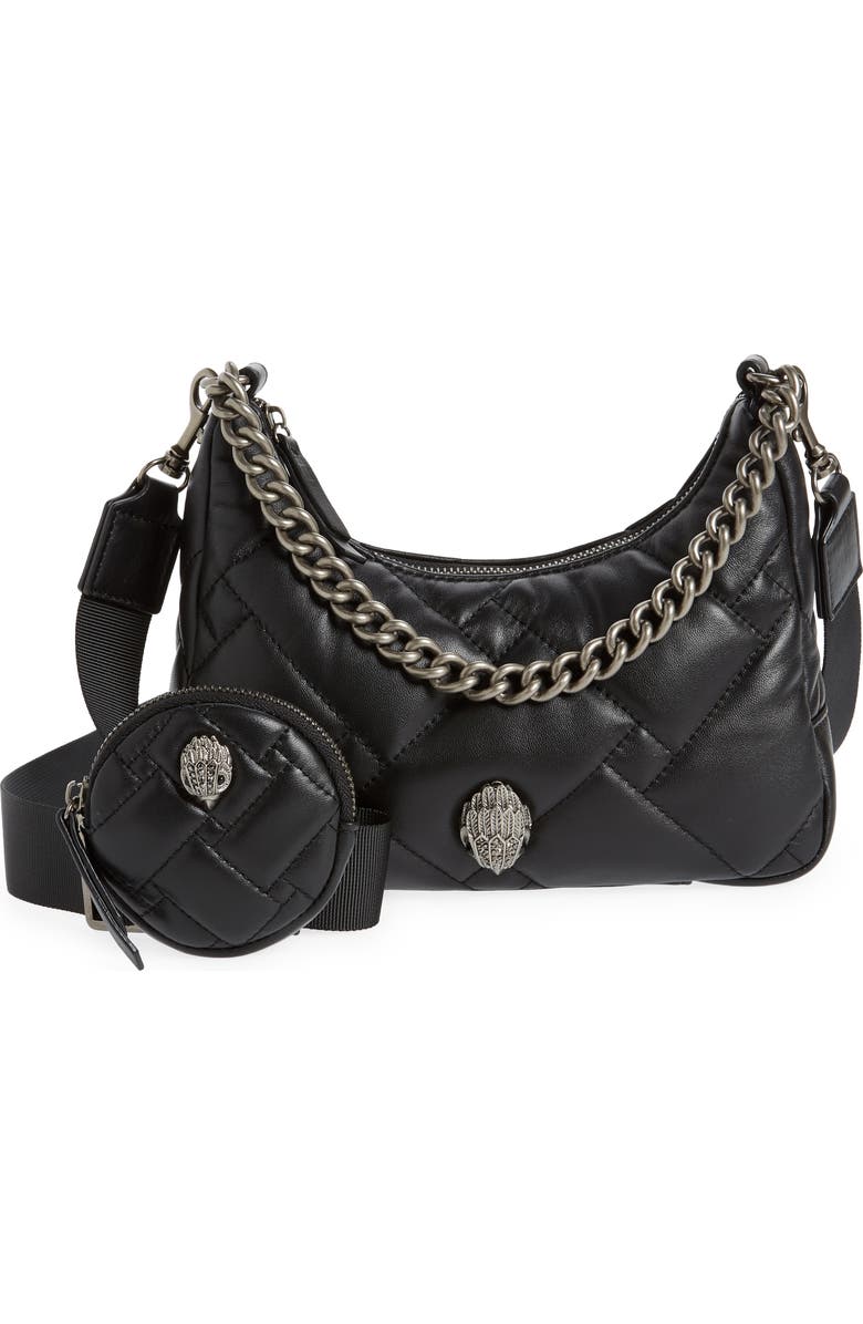 Kurt Geiger London Quilted Leather Crossbody Bag, Main, color, Black