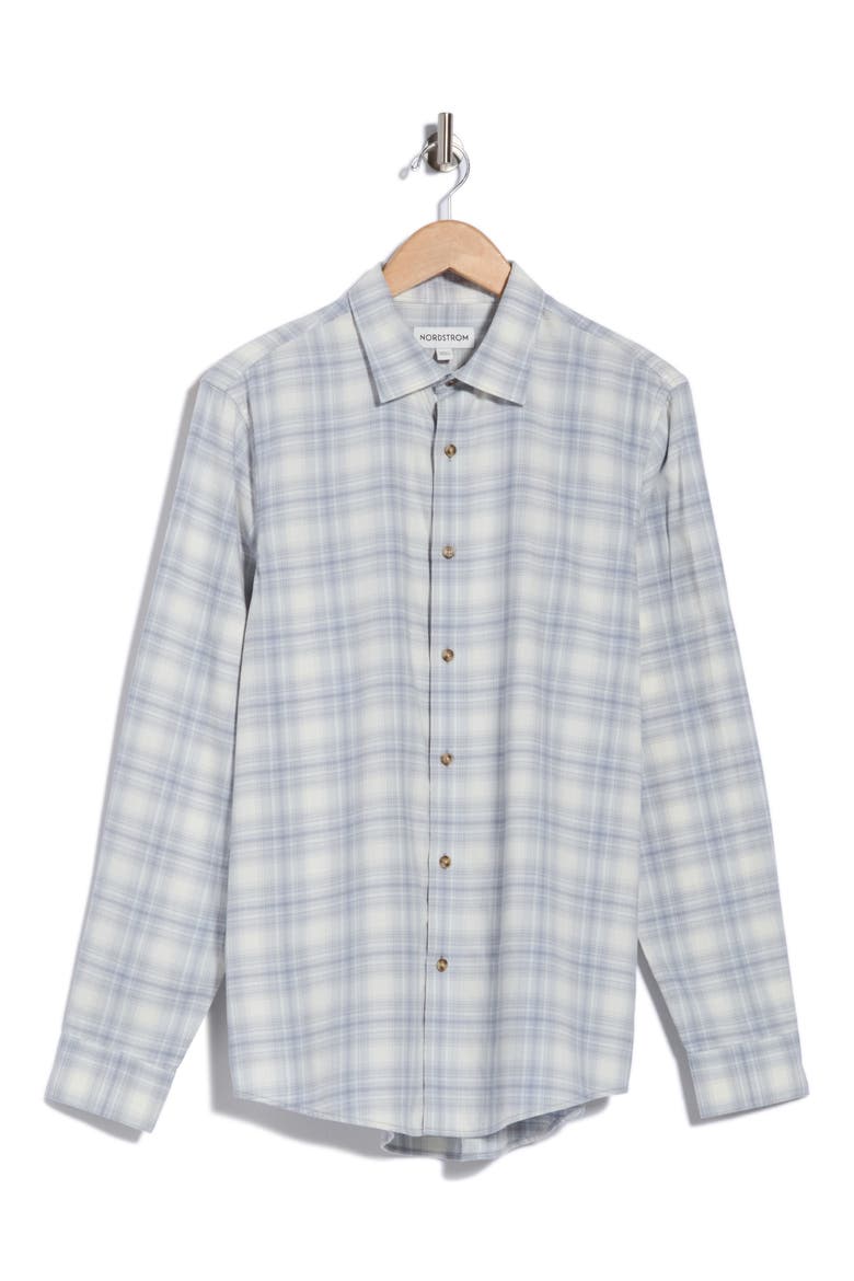 Flannel Button-Up Shirt, Alternate, color, IVORY CLAUDE PLAID