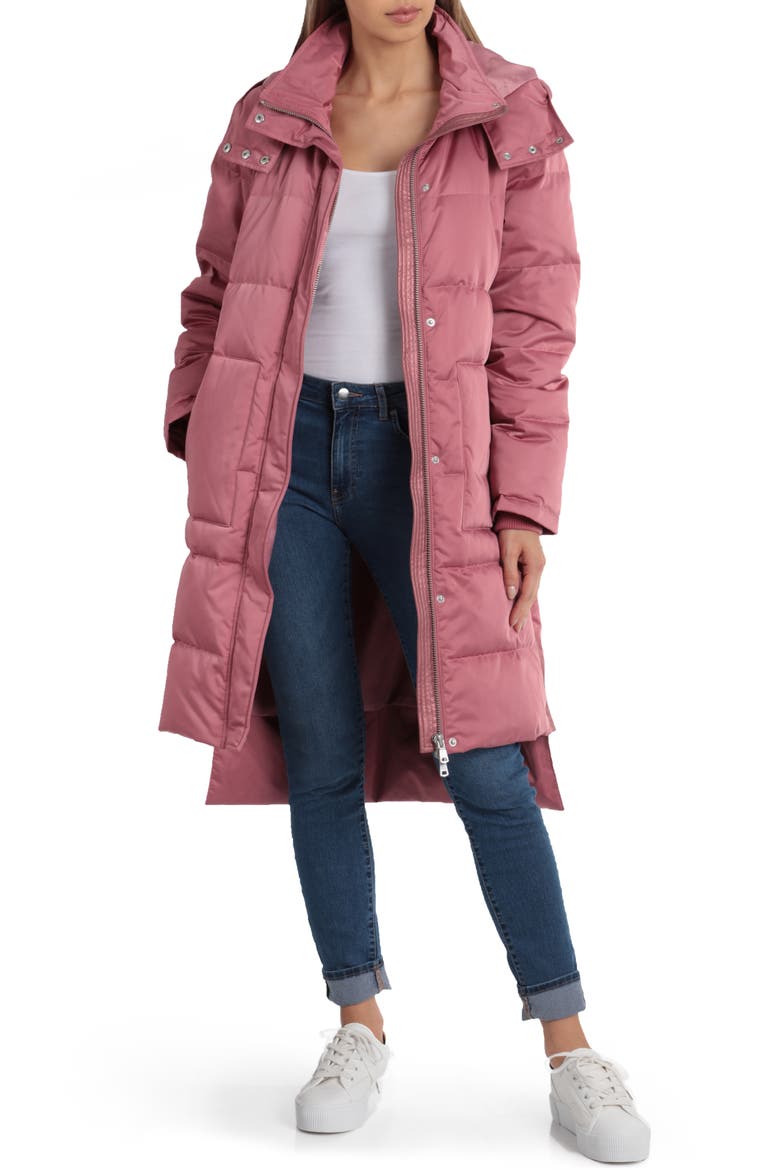 Insulated Step Hem Puffer Coat, Main, color, ROSE