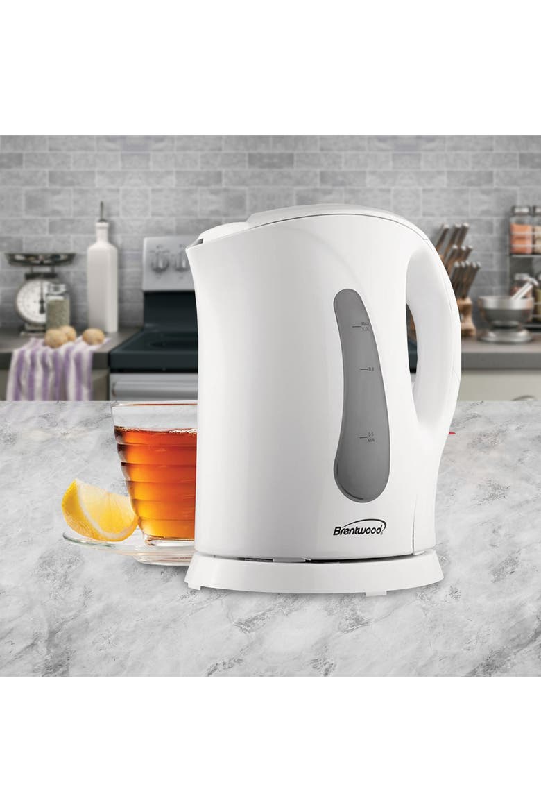 1.0 Liter Cordless Plastic Tea Kettle, Alternate, color, White